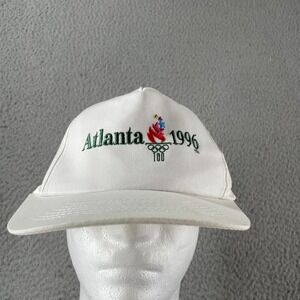 Vintage 90s Atlanta Olympics Snapback Hat Cap White Adjustable Logo 7 1996